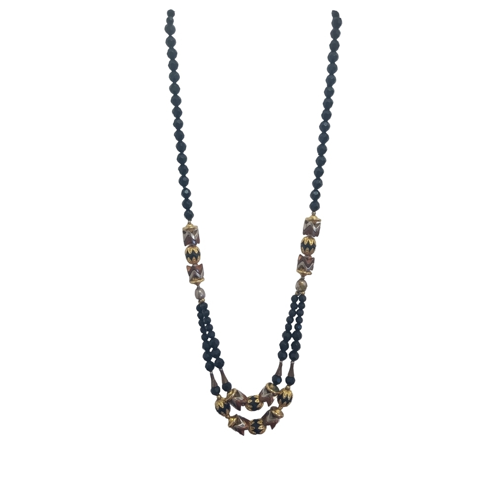 Vintage Chic Black and Gold Beaded Necklace